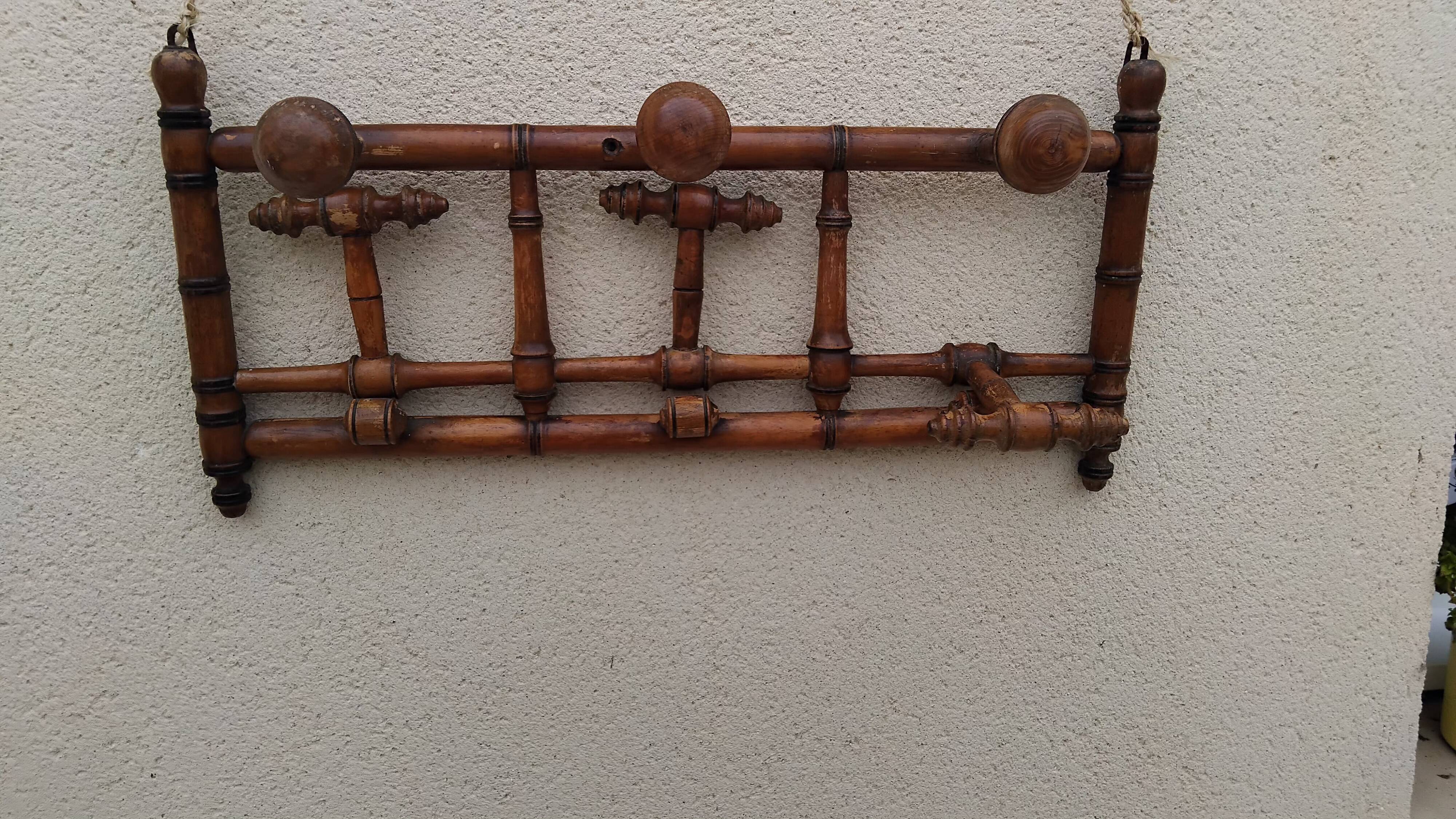 Antique wall coat rack imitation vintage bamboo