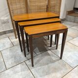 Vintage Scandinavian nesting coffee table in solid teak