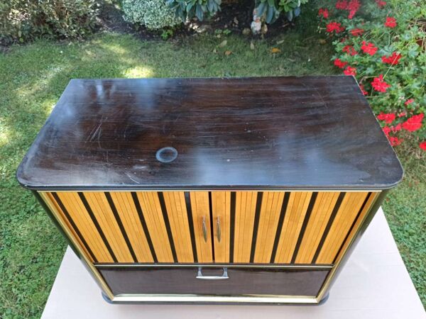 Buffet à volet roulant mid-century années 1960 / 1970
