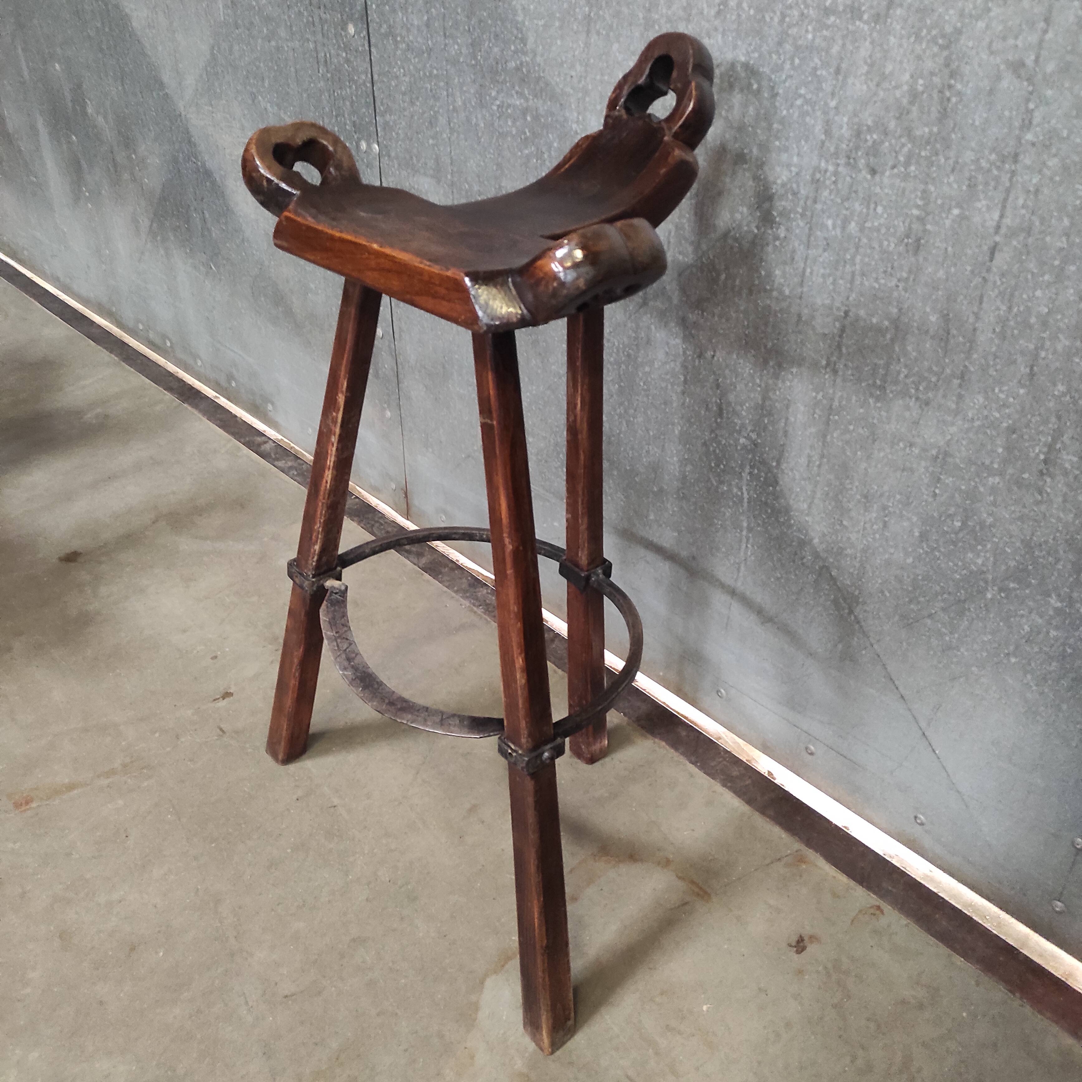 Vintage Brutalist Bar Stool 'Marbella' | Confonorm Spain, 1960s