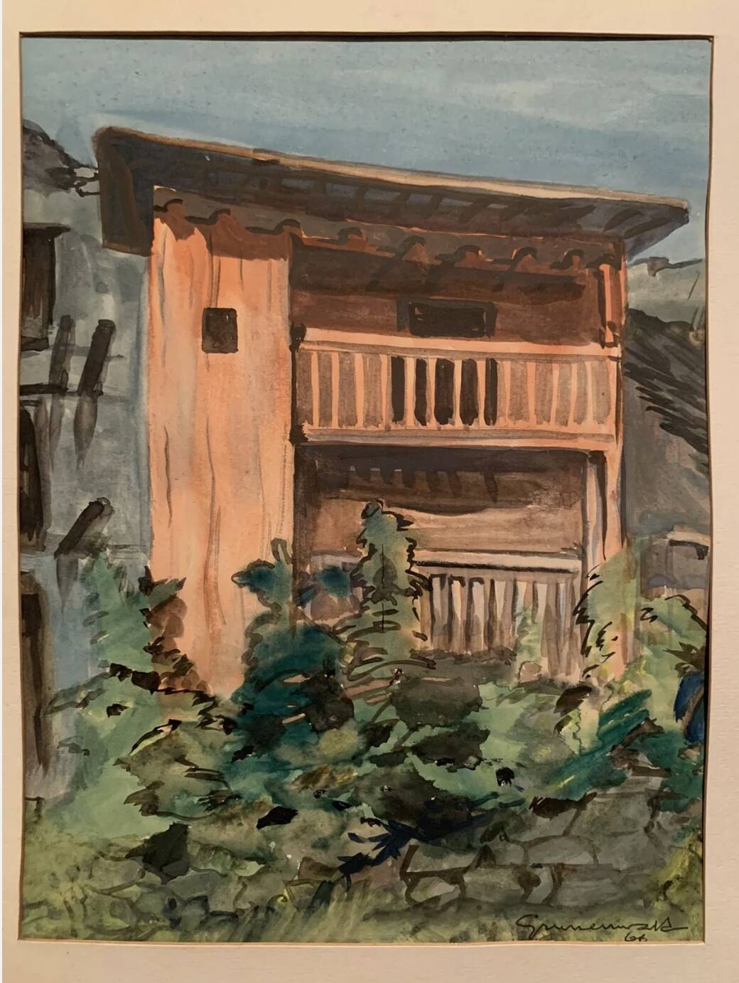 Jean Jacques GRUNENWALD (1911 - 1982) - Watercolor - Mountain House