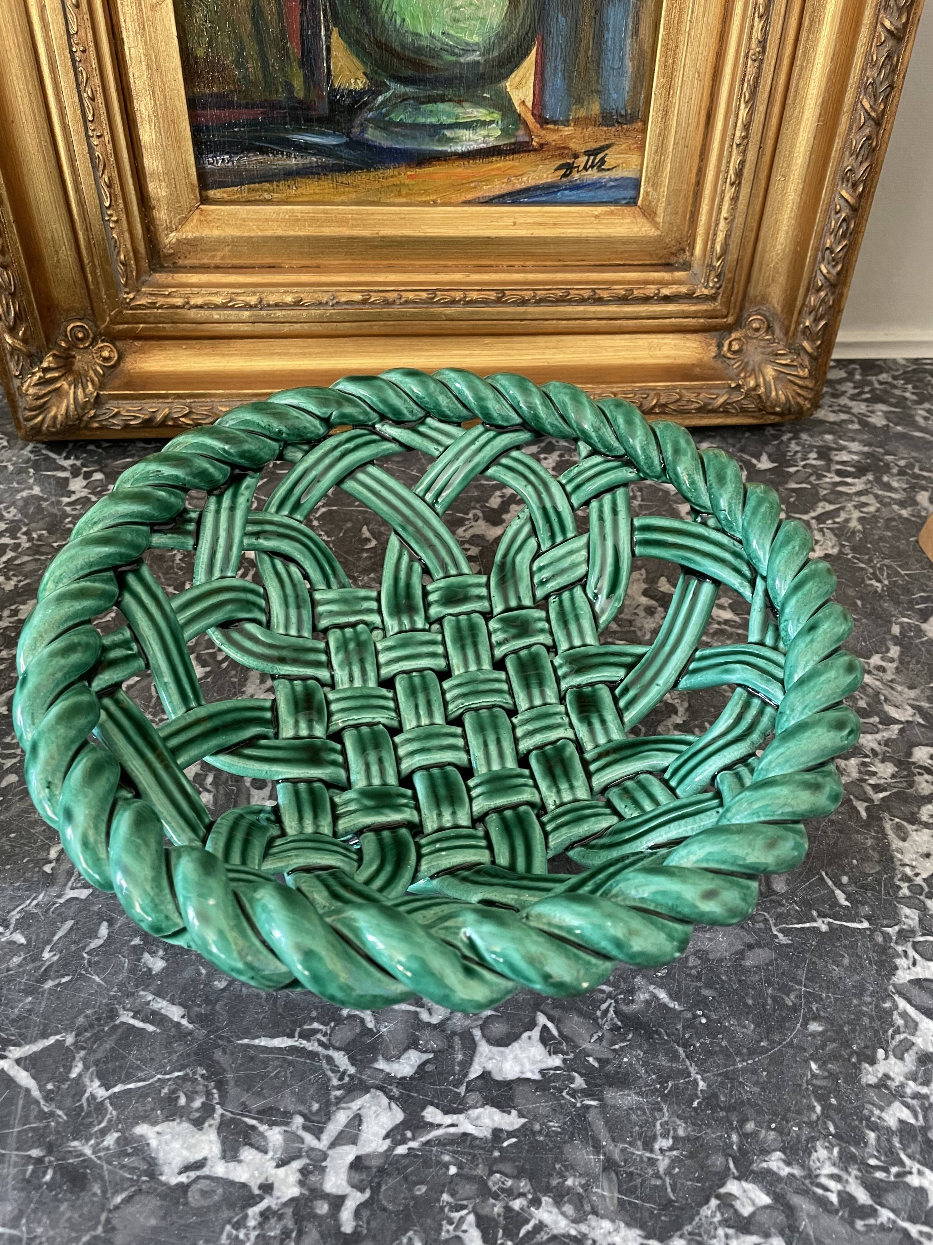 Braided earthenware basket