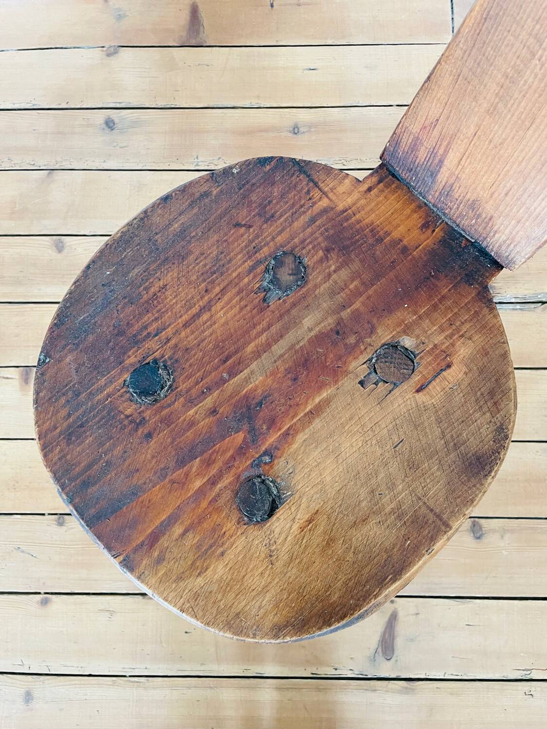 Antique brutalist chair in pine and oak