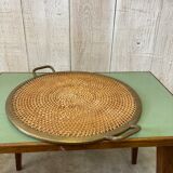 Wicker & brass tray