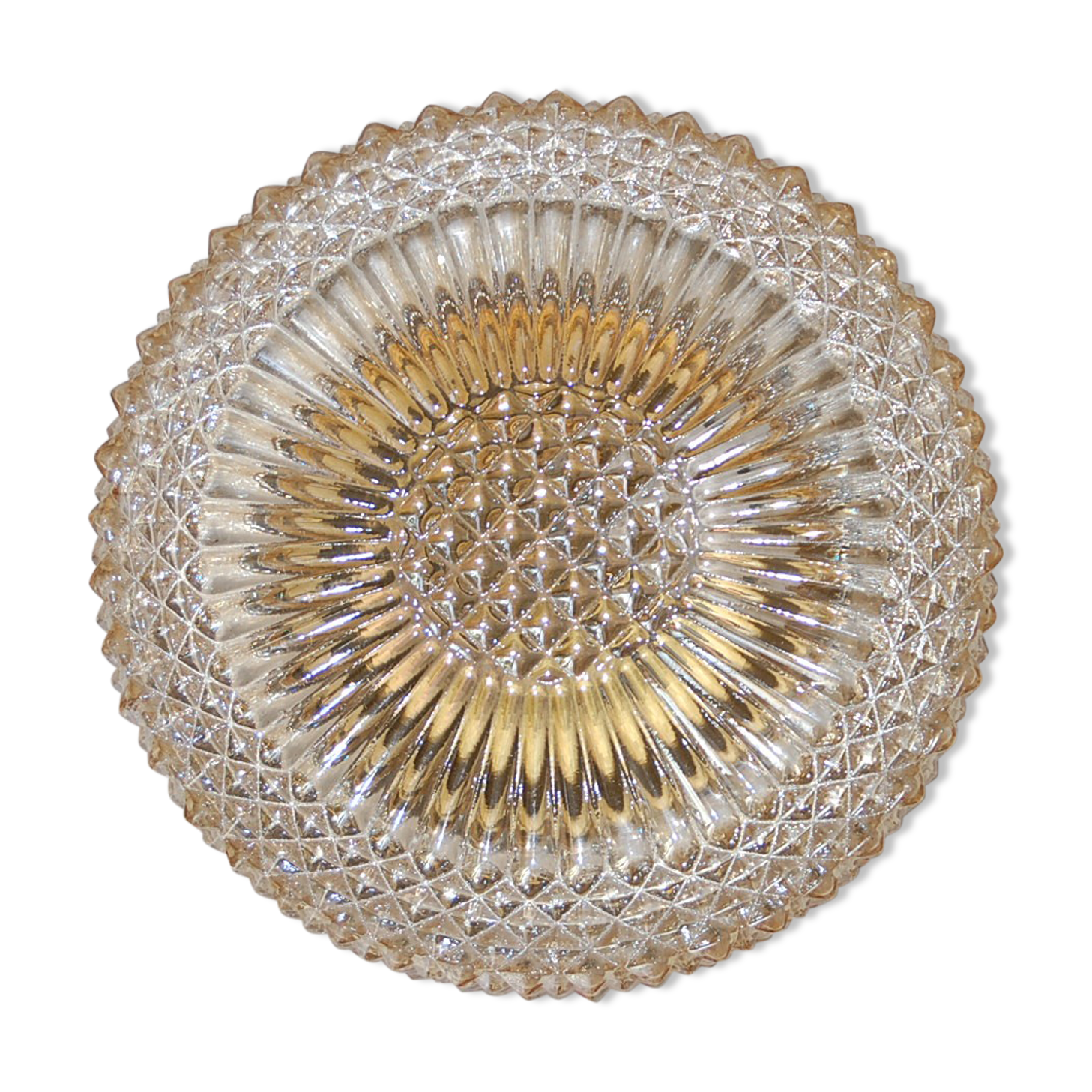 Plafonnier applique verre ciselé ambré