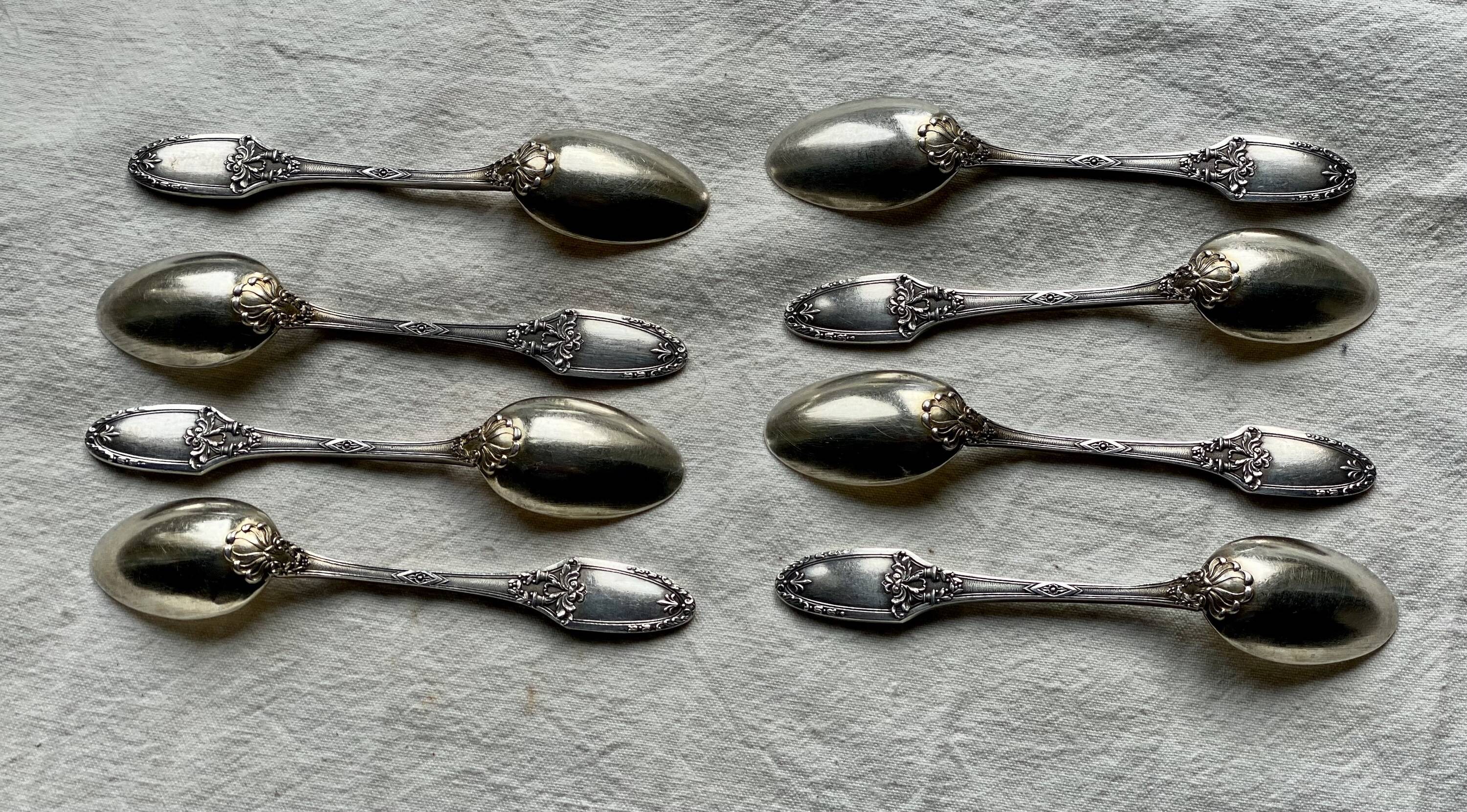 Service of 8 silver-plated metal moka spoons Boulenger