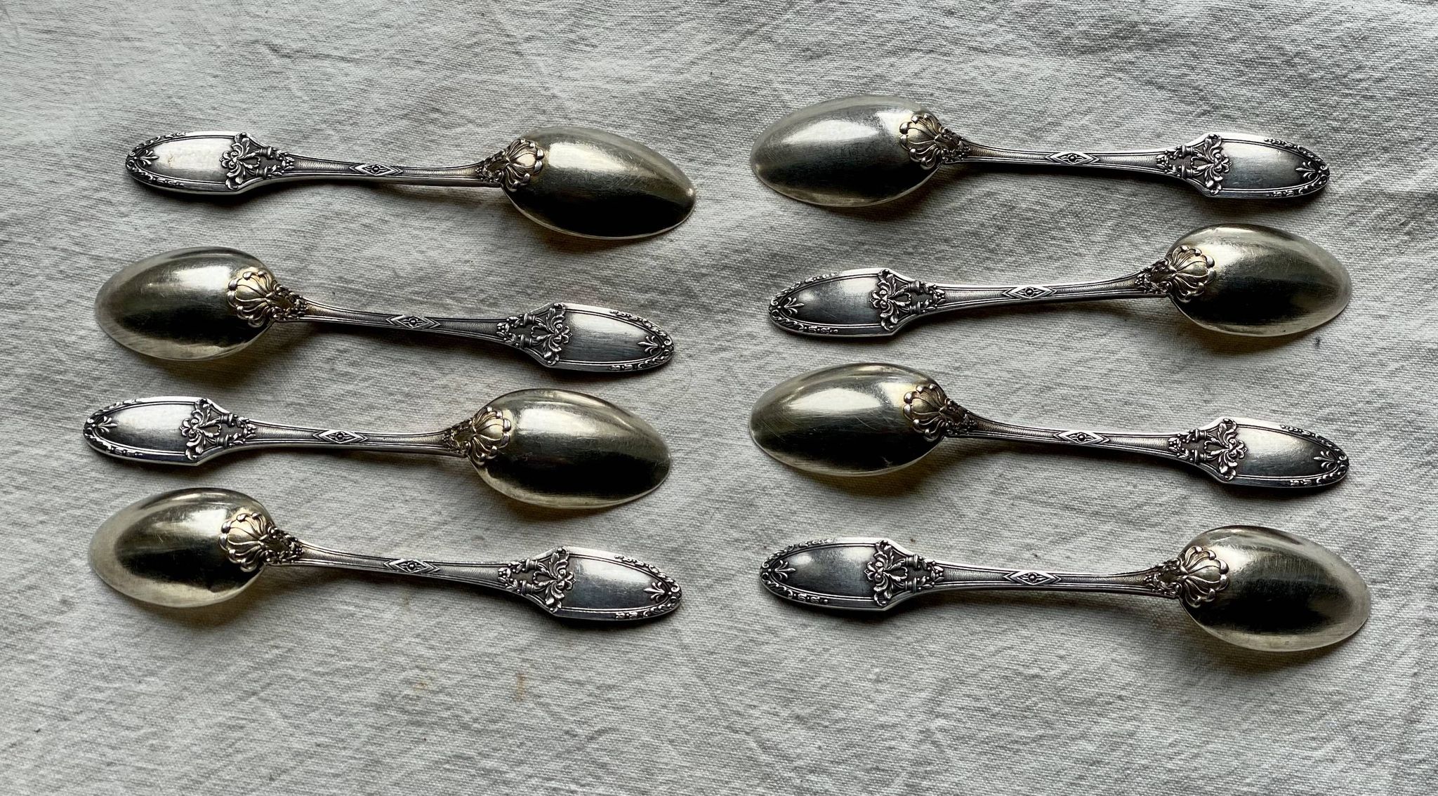 Service of 8 silver-plated metal moka spoons Boulenger