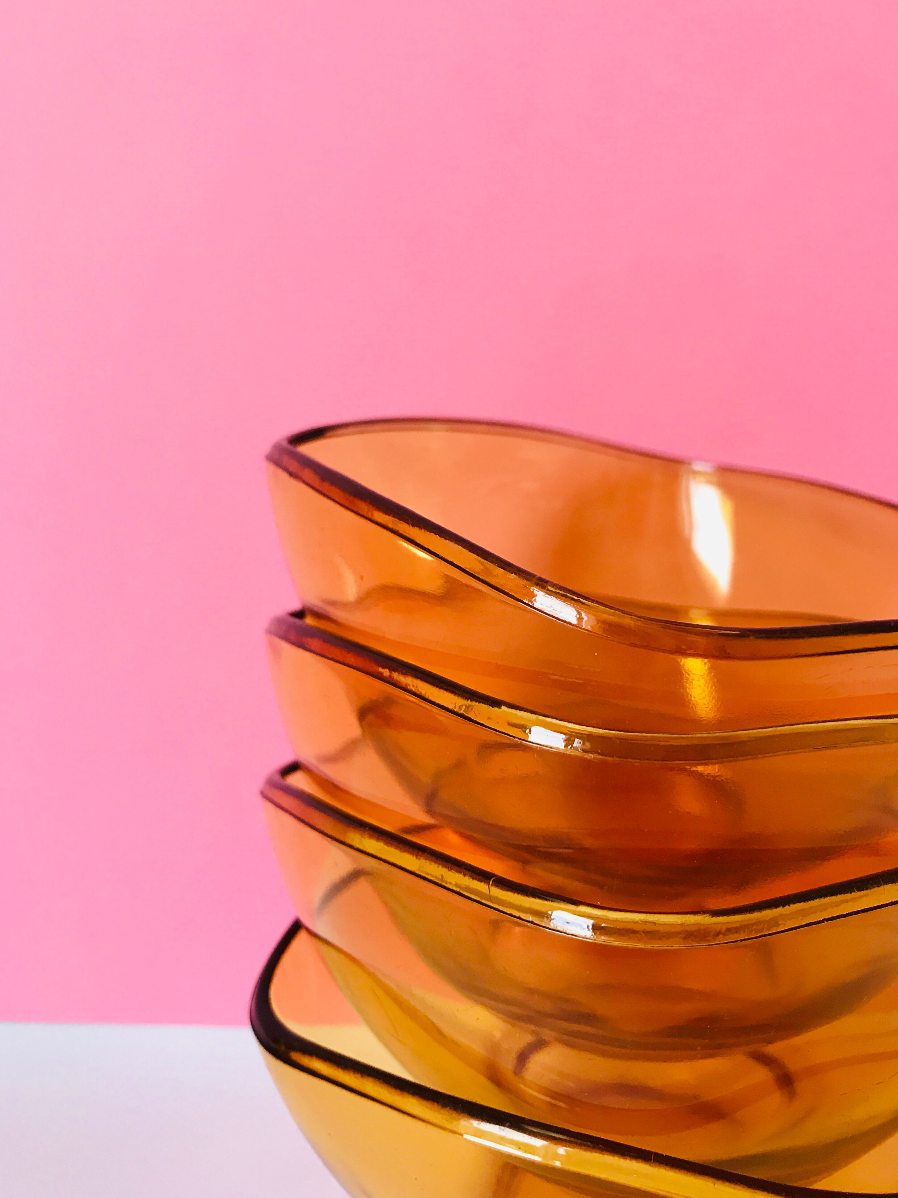 4 bowls amber 70s vereco