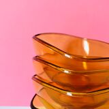 4 bowls amber 70s vereco