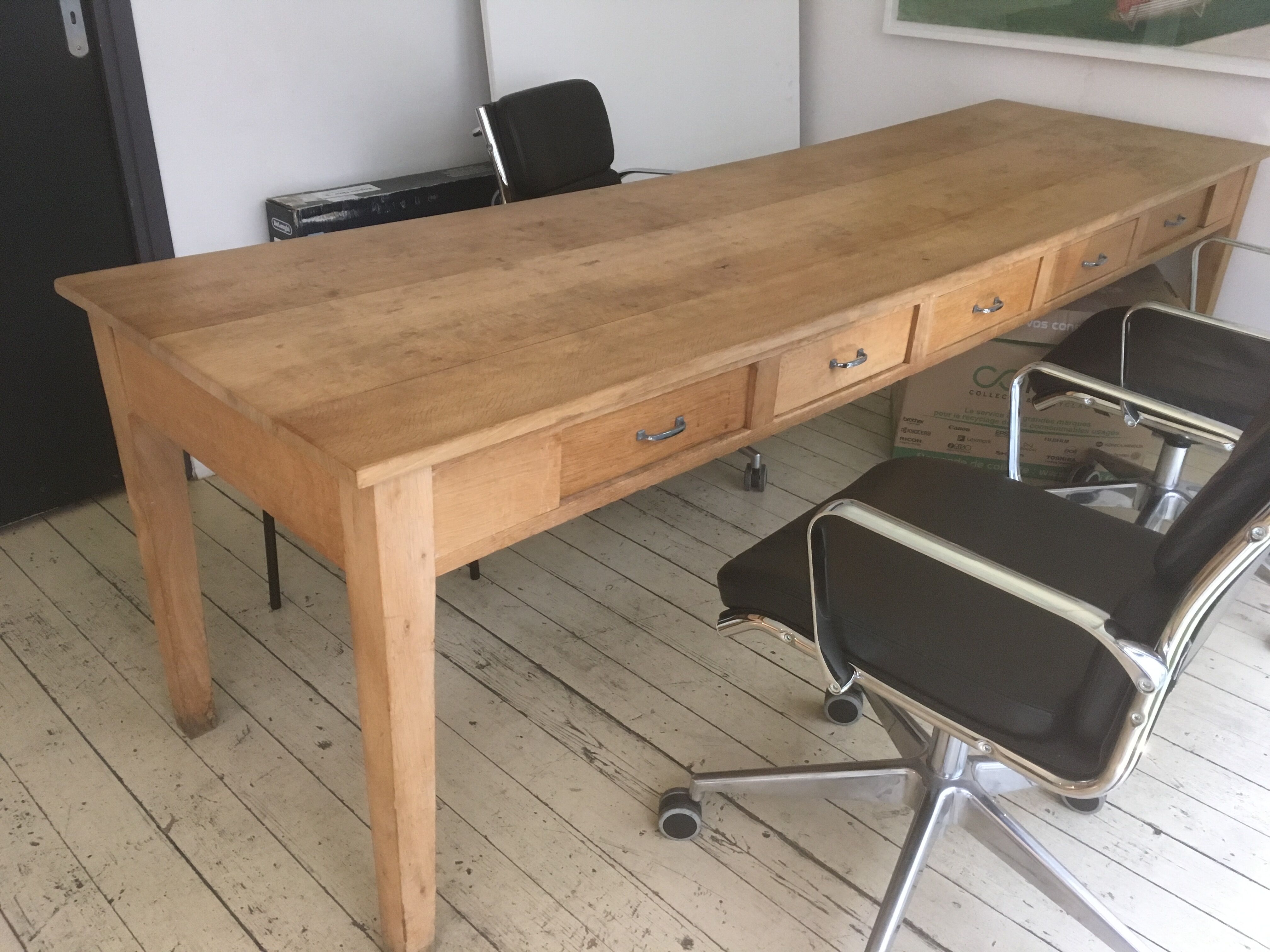 Farm table, 10 drawers