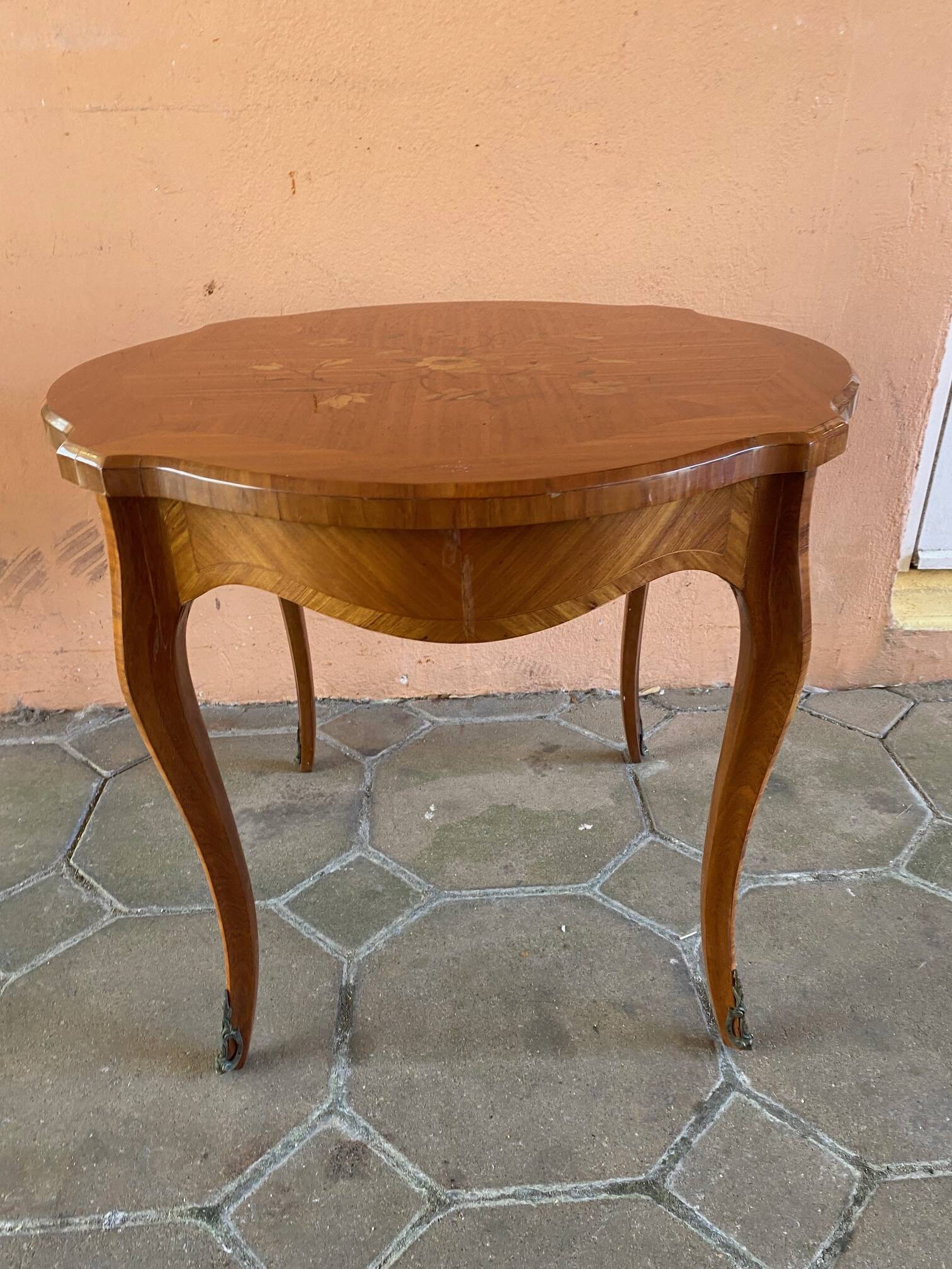 Louis xv style coffee table rosewood marquetry stamped skalski