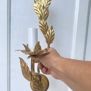 Pair of Italian wall sconces in gilded metal – Stylized foliage