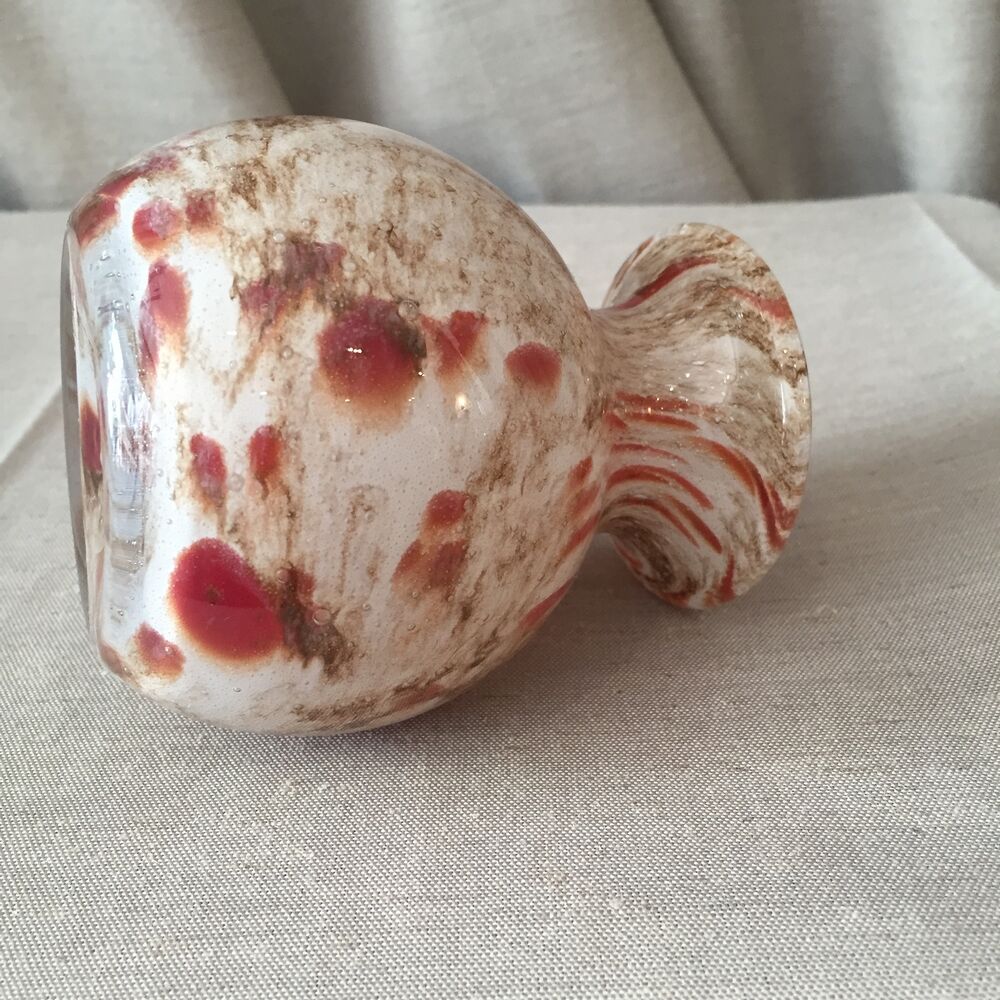 Vase made of glass paste of red beige and brown color