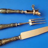 Napoleon III leg of lamb service, silver handle, stainless steel blade