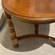 Oak dining table, oval living room table with two extensions.