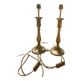 Two brass bedside lamps