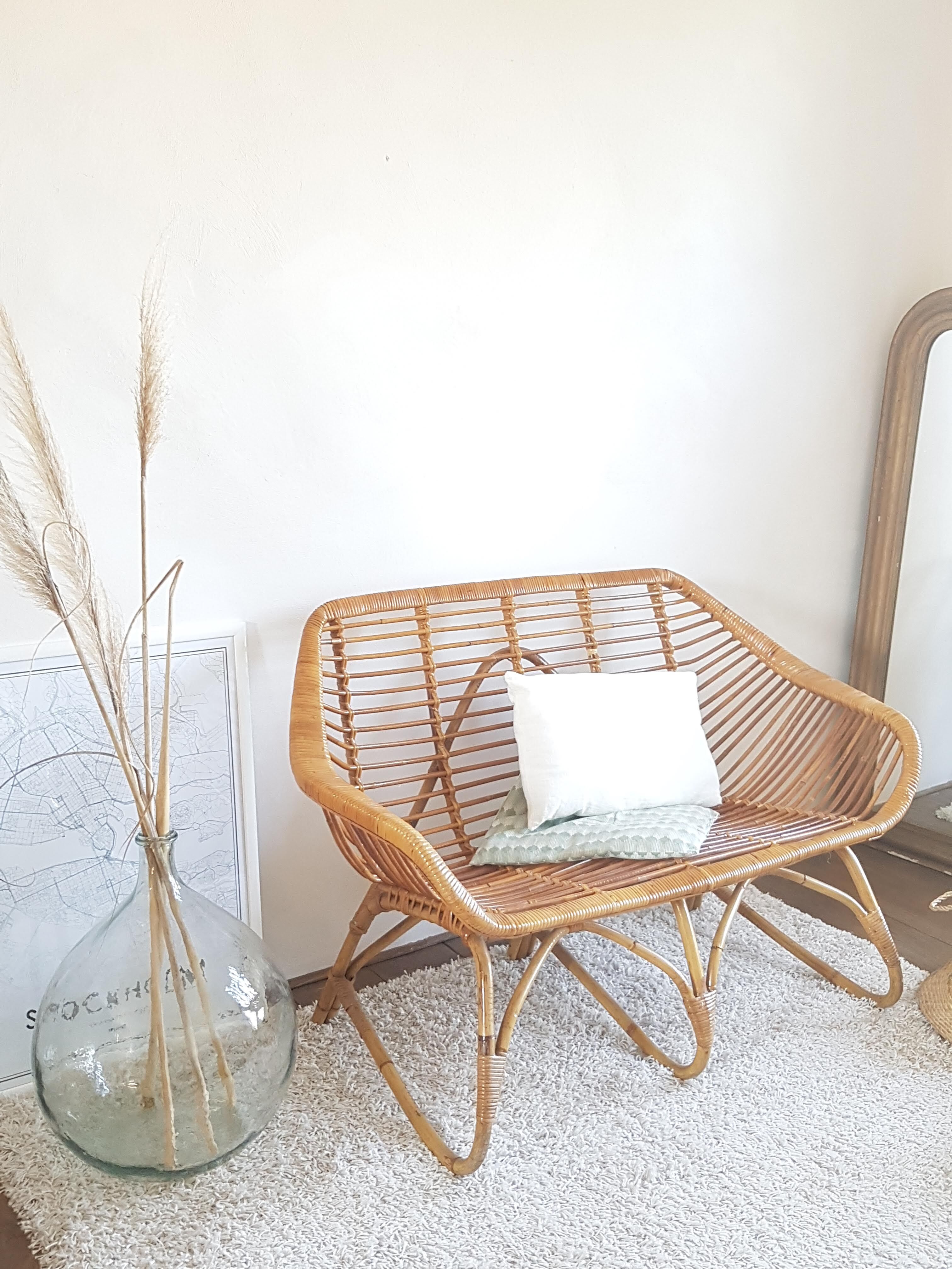 2 seater rattan bench