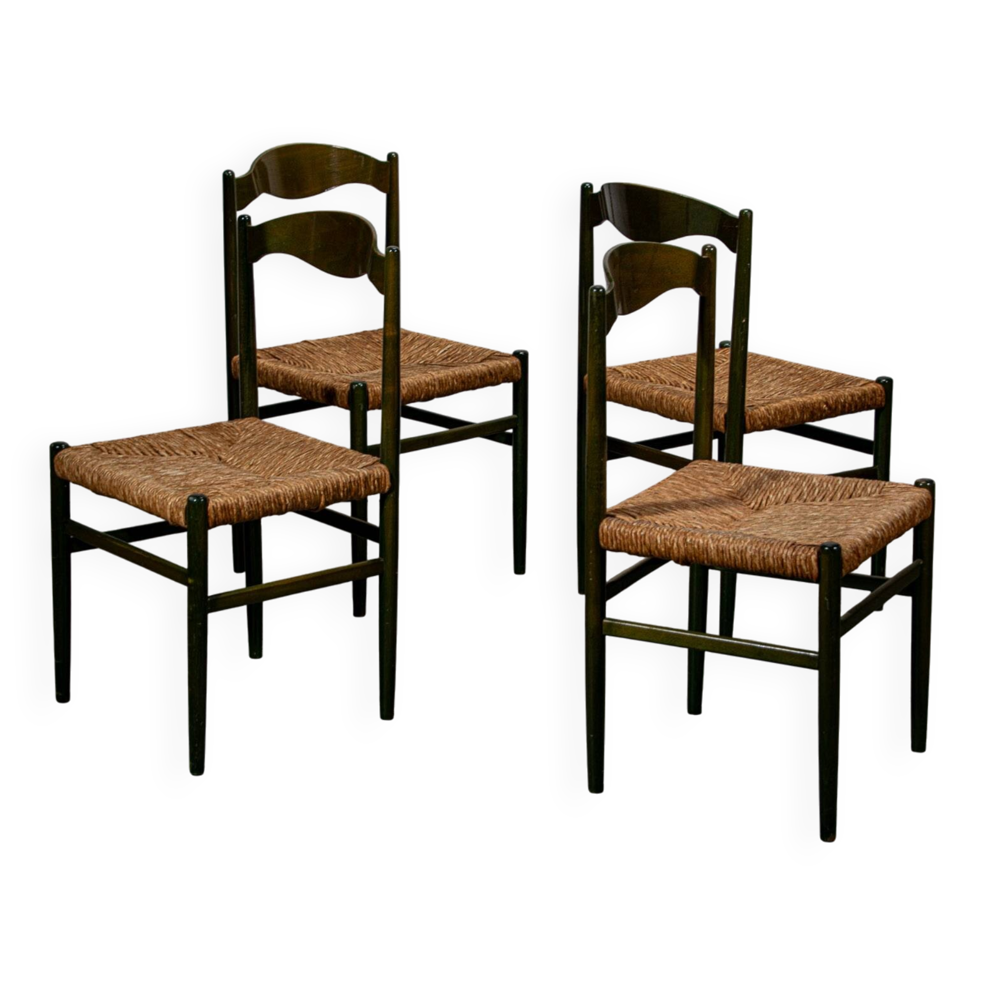 Green beech and rush dinning chairs