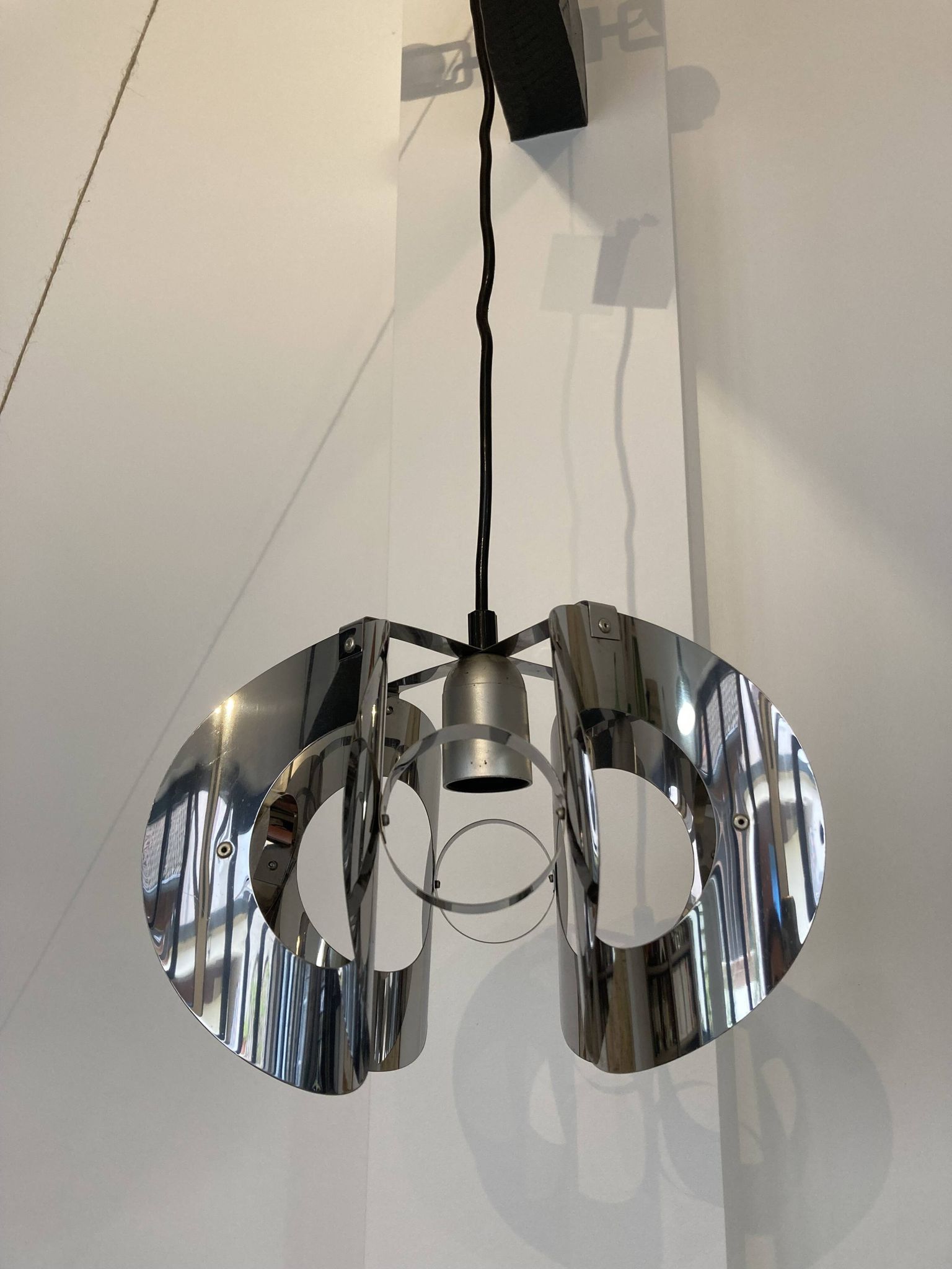 space age chrome metal suspension