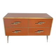 Commode en verre ambré avec détails en laiton, style mid-century modern