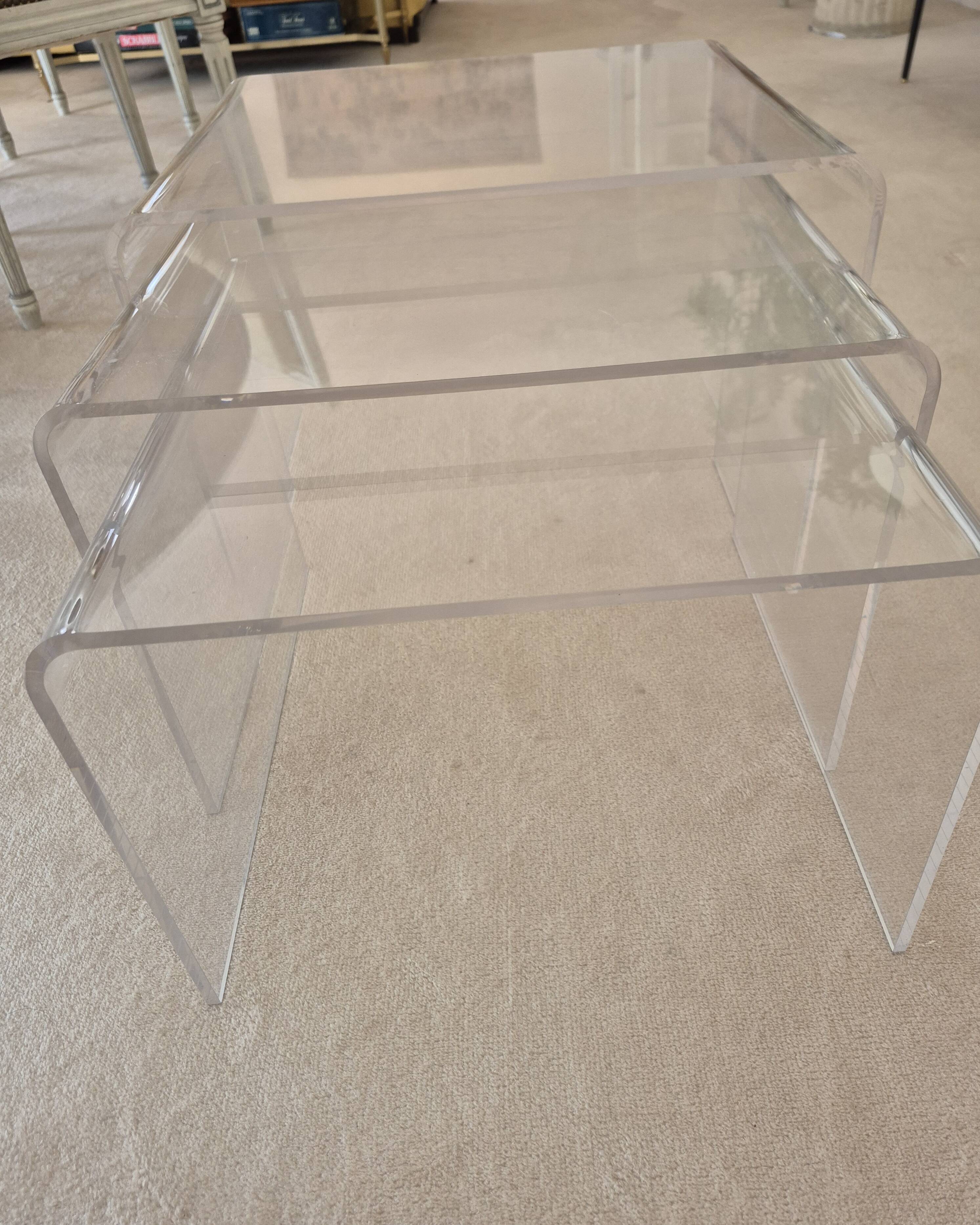 Roche Bobois trio of nesting tables in Altuglass