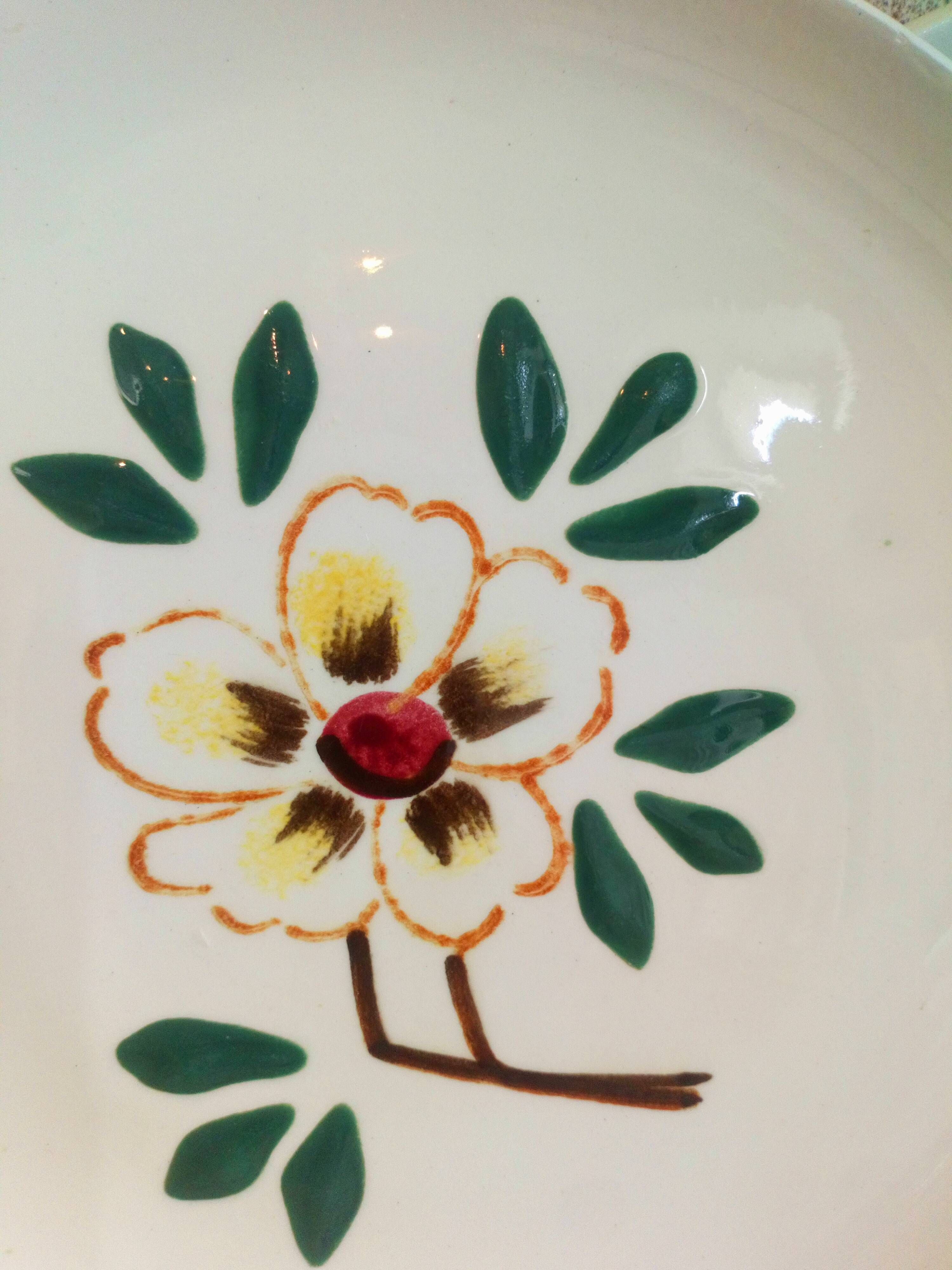 Five flowery dessert plates from continental earthenware