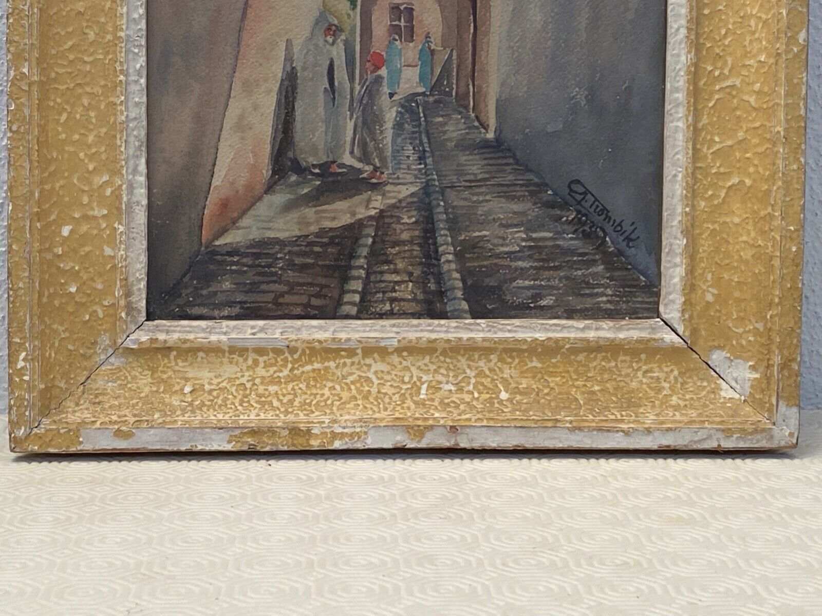 Orientalist painting watercolor tunisia north africa g-trombik 1939