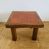 Red tile table signed