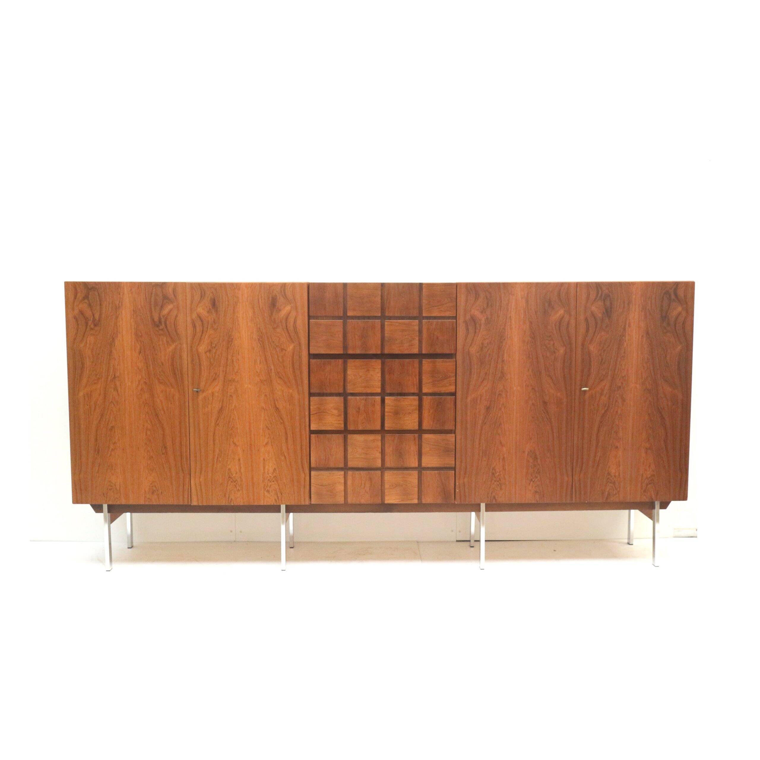 Unique vintage design sideboard made of rosewood with a bar section from the 1960s