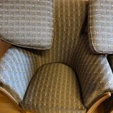 Pair of Art Deco style armchairs, refurbished. Upholstery fabric for armchairs.