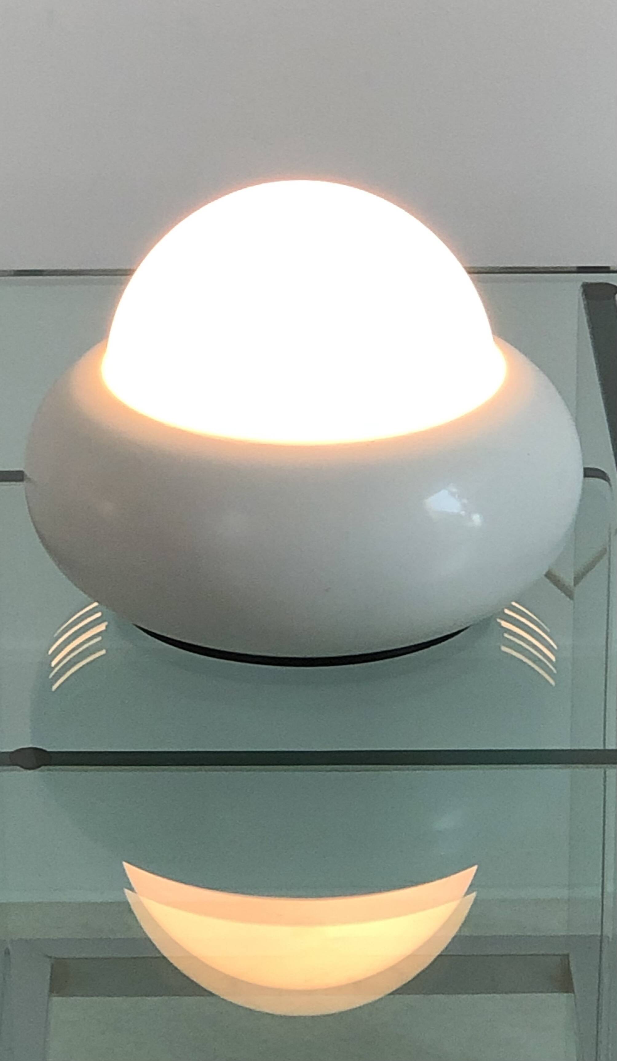 White UFO lamp model c359 by LUCI, Italy 70s