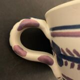 Pair of ceramic cups including a mustache cup for gentleman