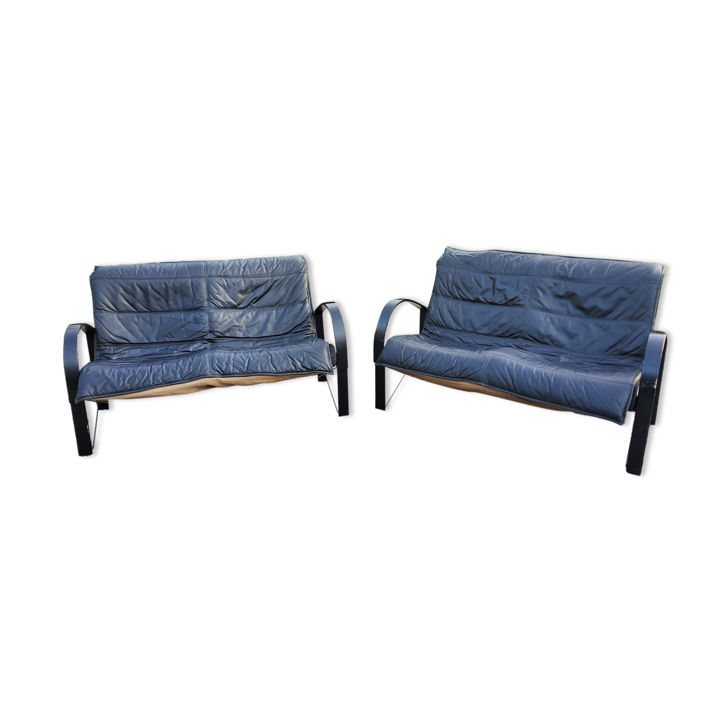 Pair of Scandinavian leather sofas from Tord Björklund