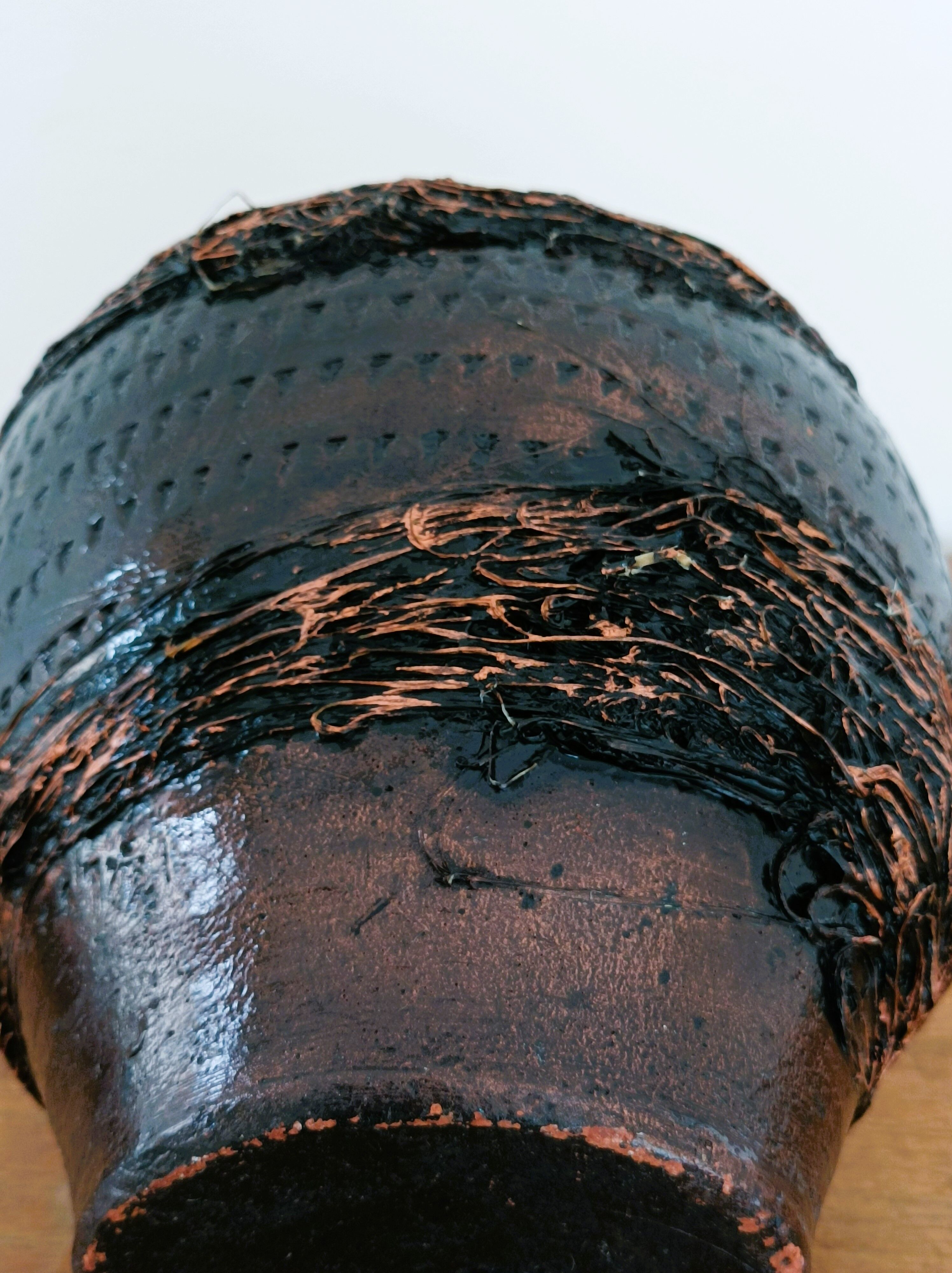 Black varnished terracotta pot