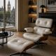 Charles and Ray Eames & Mobilier International - Lounge Chair and its Ottoman, white leather