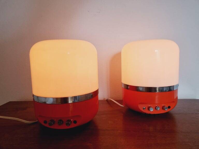 Two Midcentury Table Lamps, Space Age, Adriano Rampoldi, Italy, 1970s