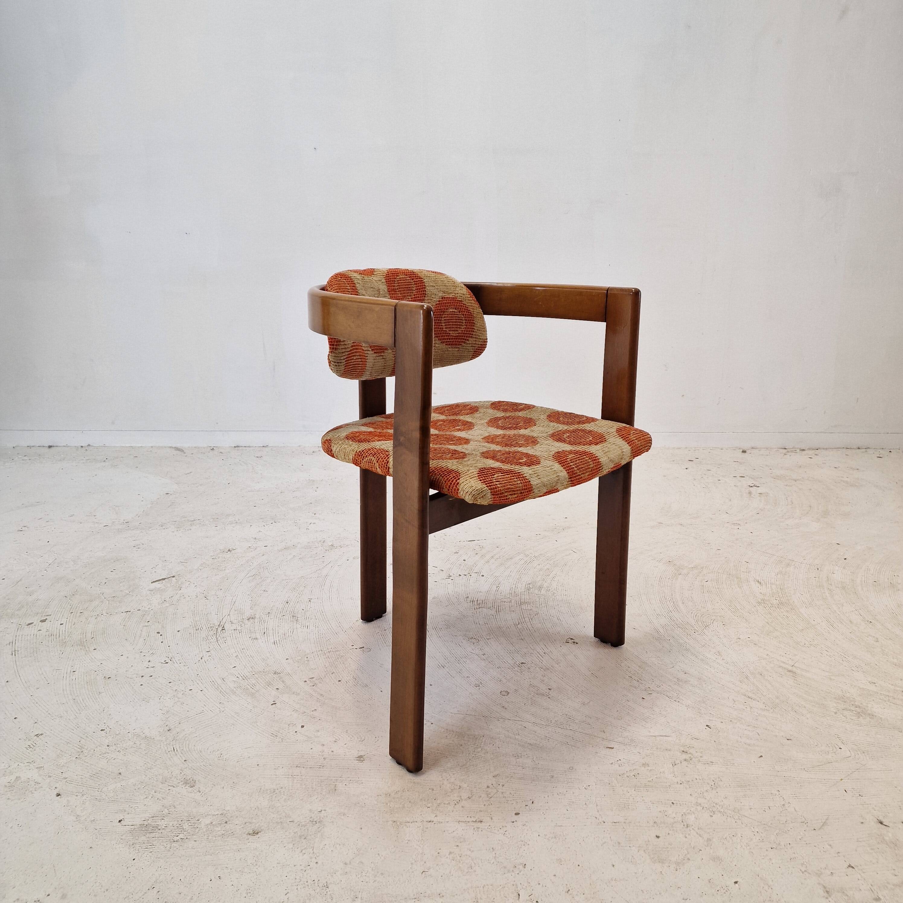 Set of 6 Italian Wooden Armchairs, 1960's