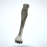 Vintage engraved silver metal lion claw sugar tongs