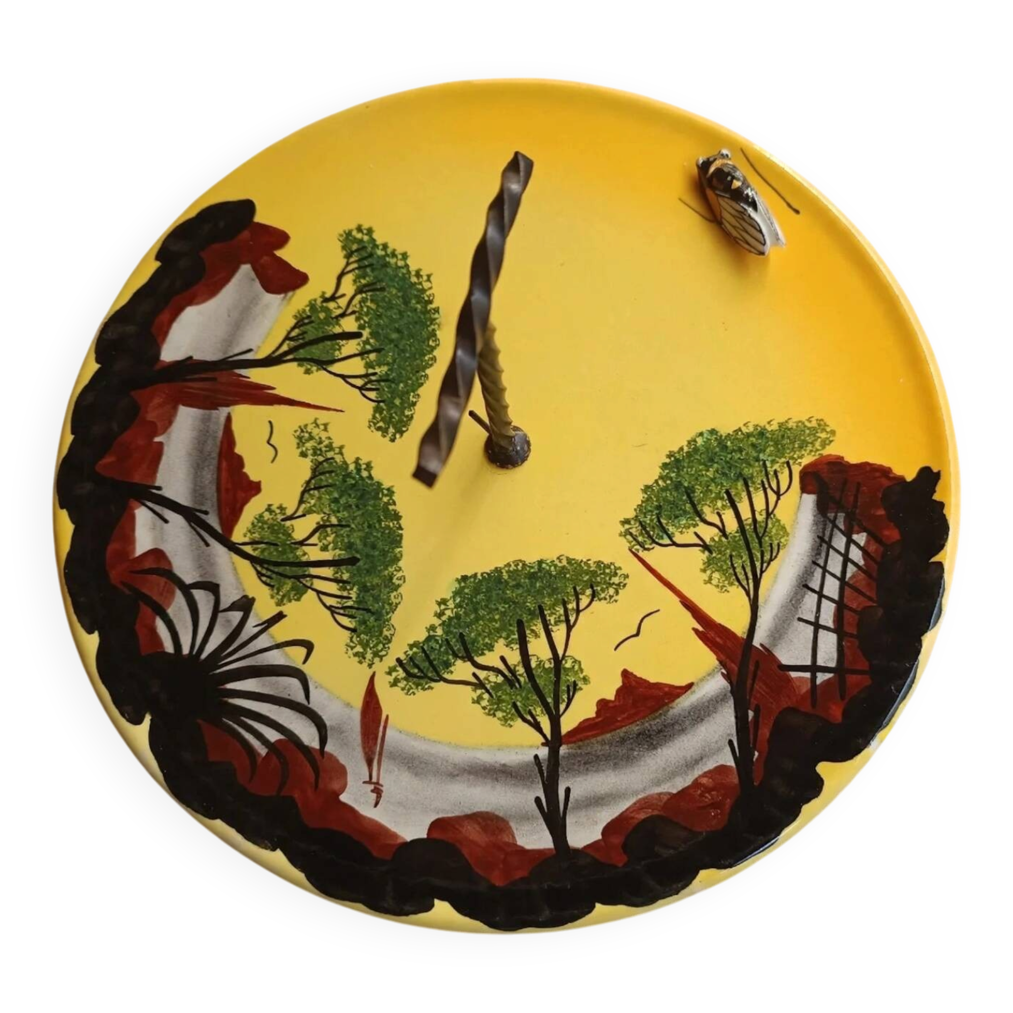 Cheese platter vallauris a. ferlay 28cm - yellow cicada - 1960 - gra