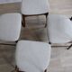 4 chaises teck tissus moiré gris blanc Scandinaves 1960 Danematk