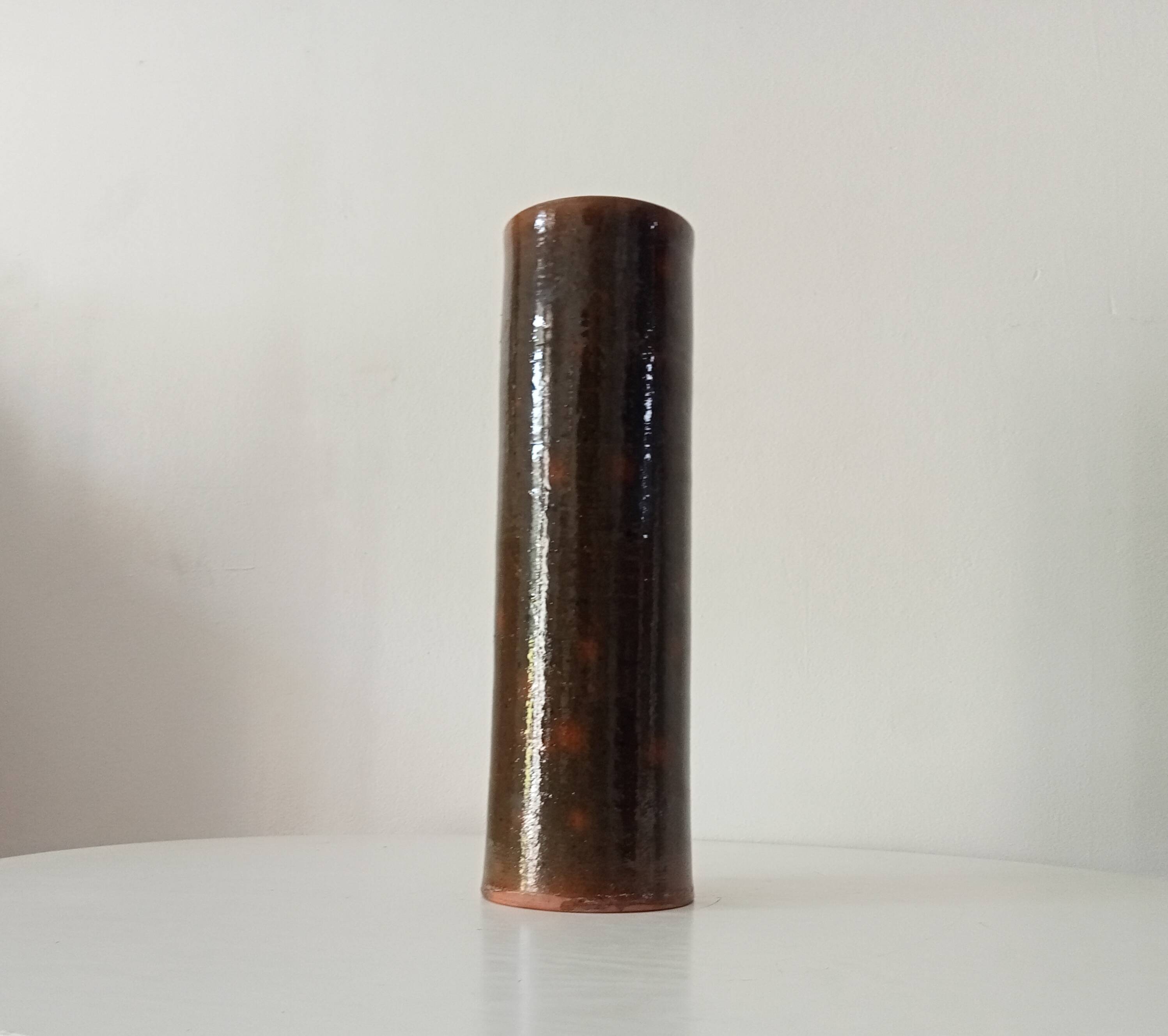 Vase rouleau vintage en grès années 50
