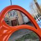 Vintage mirror enamelled cast iron orange