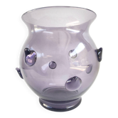 Vase en verre de Murano soufflé améthyste avec bugne dans le style de Zecchin