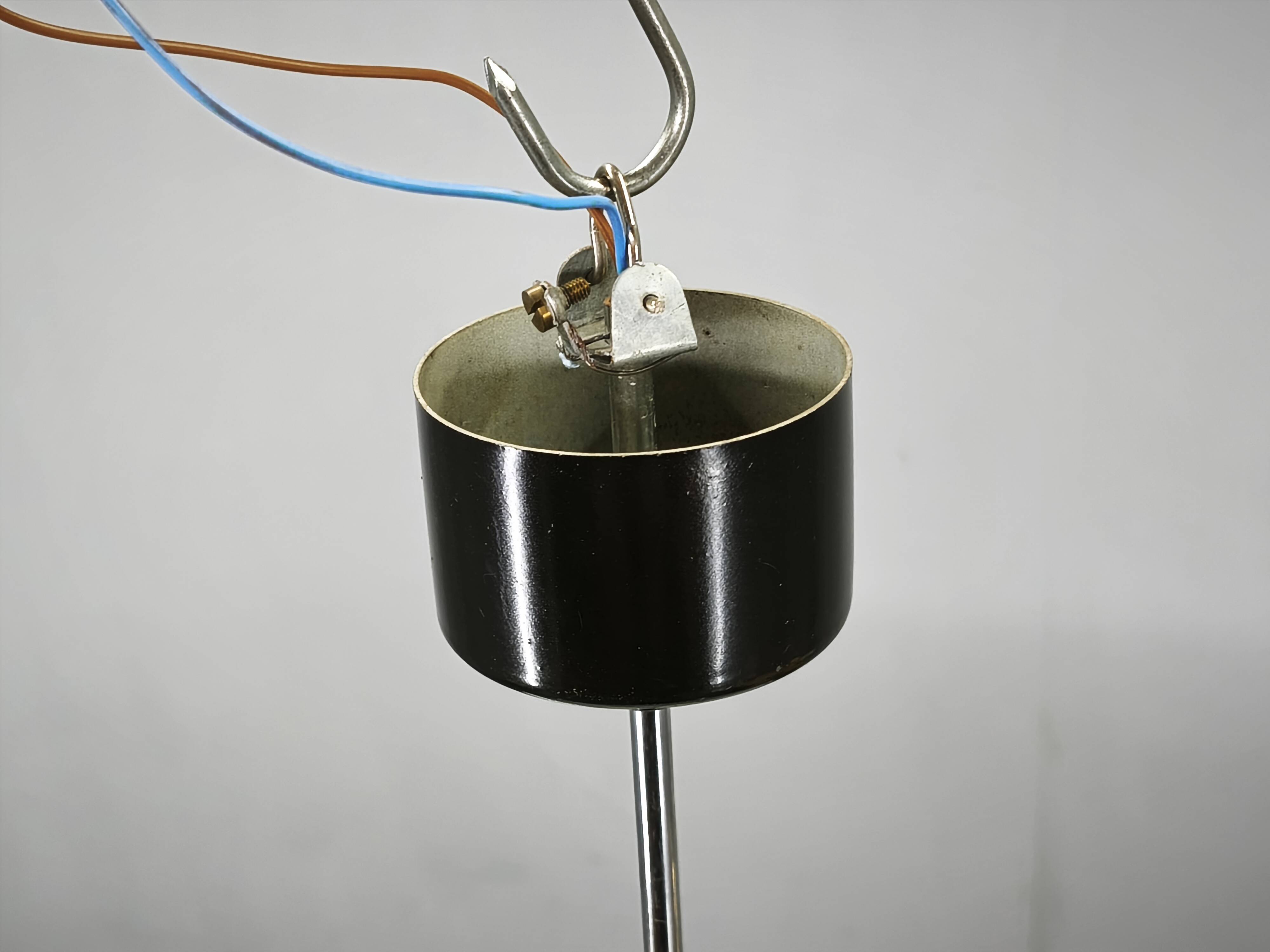 1960s NAPAKO Modernist Black Glass Pendant Light, Czechoslovakia