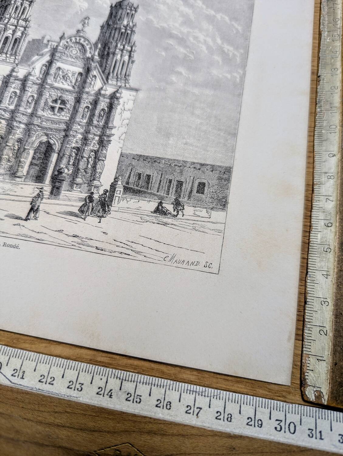 Cathedral of Chihuahua, Mexico. Printed illustration from 1861.