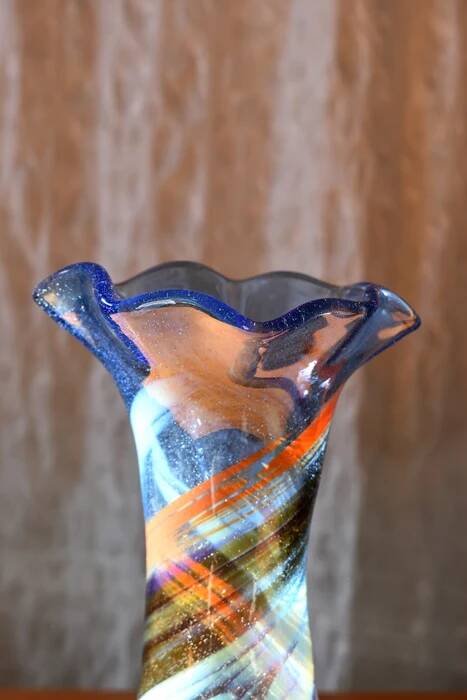 Large free-form art glass vase by Gyula Budveszel, Hungary, 1990s
