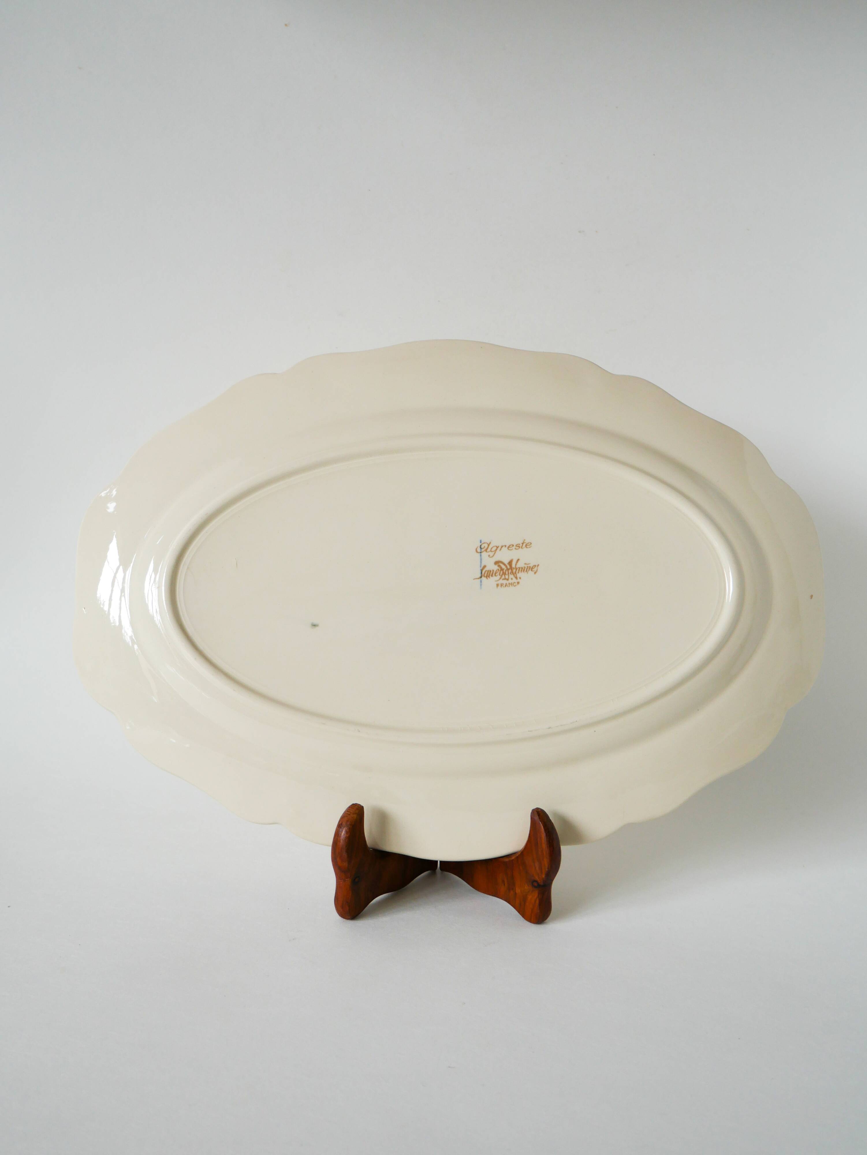oval dish Digoin Sarreguemines model Agreste, 1960