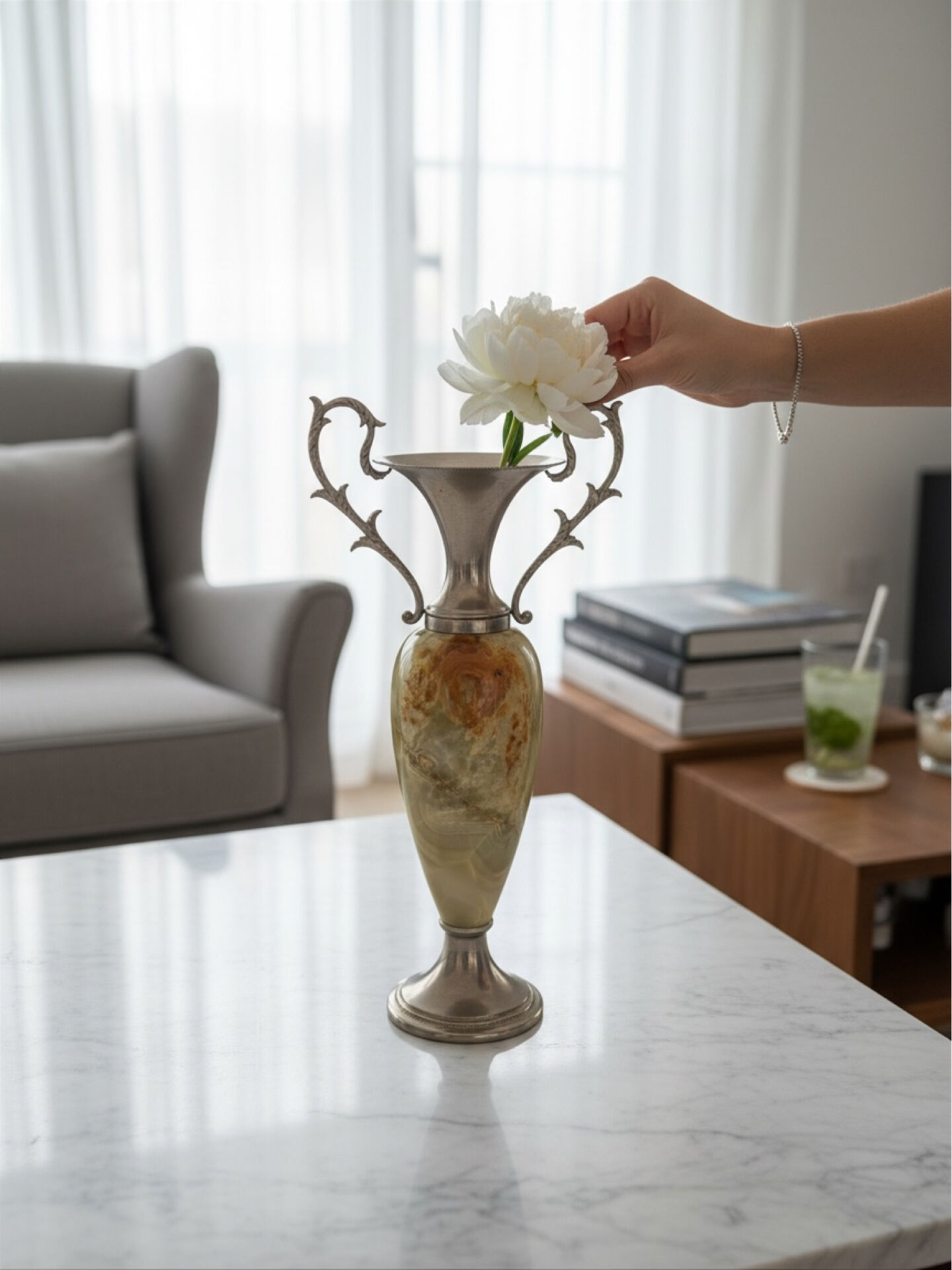 Onyx and alabaster vase