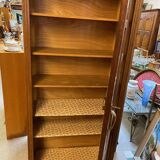 1940s school library in light oak with glass door and shelves