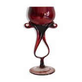 Vase artistique vintage rouge foncé du milieu du siècle